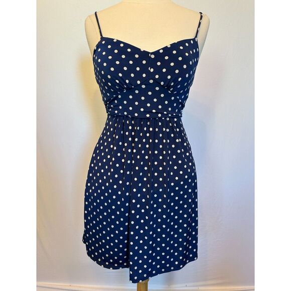 Blue Polka Dot Mini Dress Fits like a Size Small - Picture 4 of 5